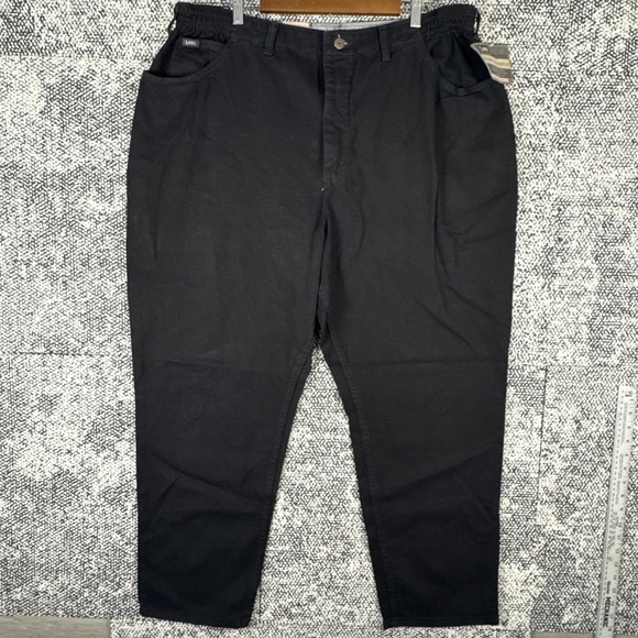 Lee Side Elastic Double Black Jeans Womens 26W Petite (FITS 40 X 29) Tapered NEW - Picture 1 of 11